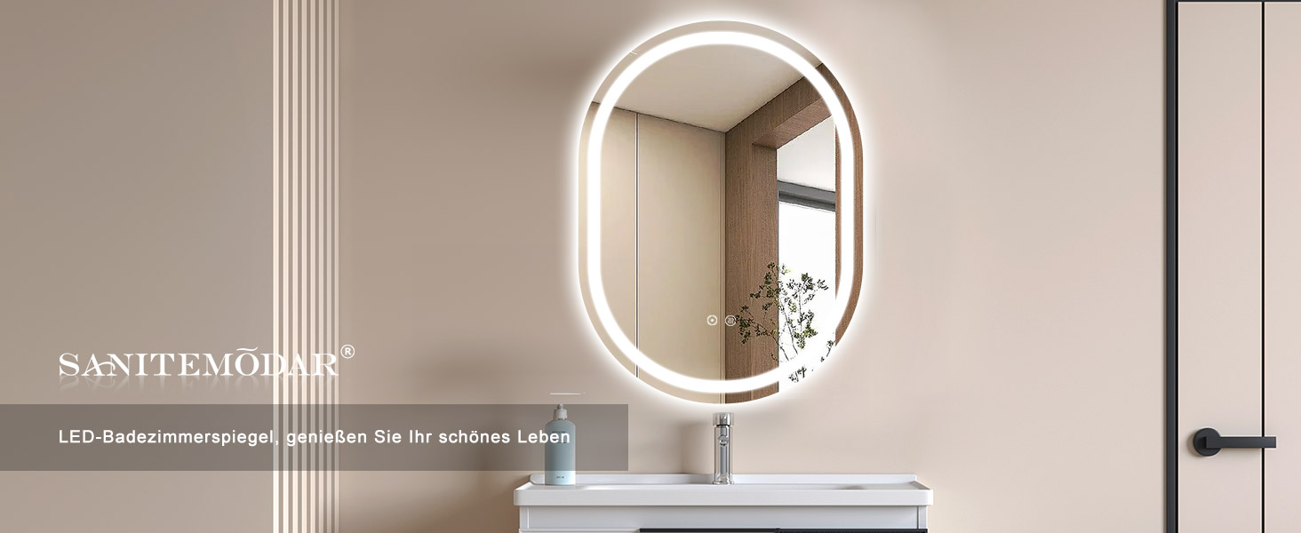 Дзеркало для ванної кімнати Sanitemodar LED 50x70 см з підсвічуванням, антизапар, сенсорне керування