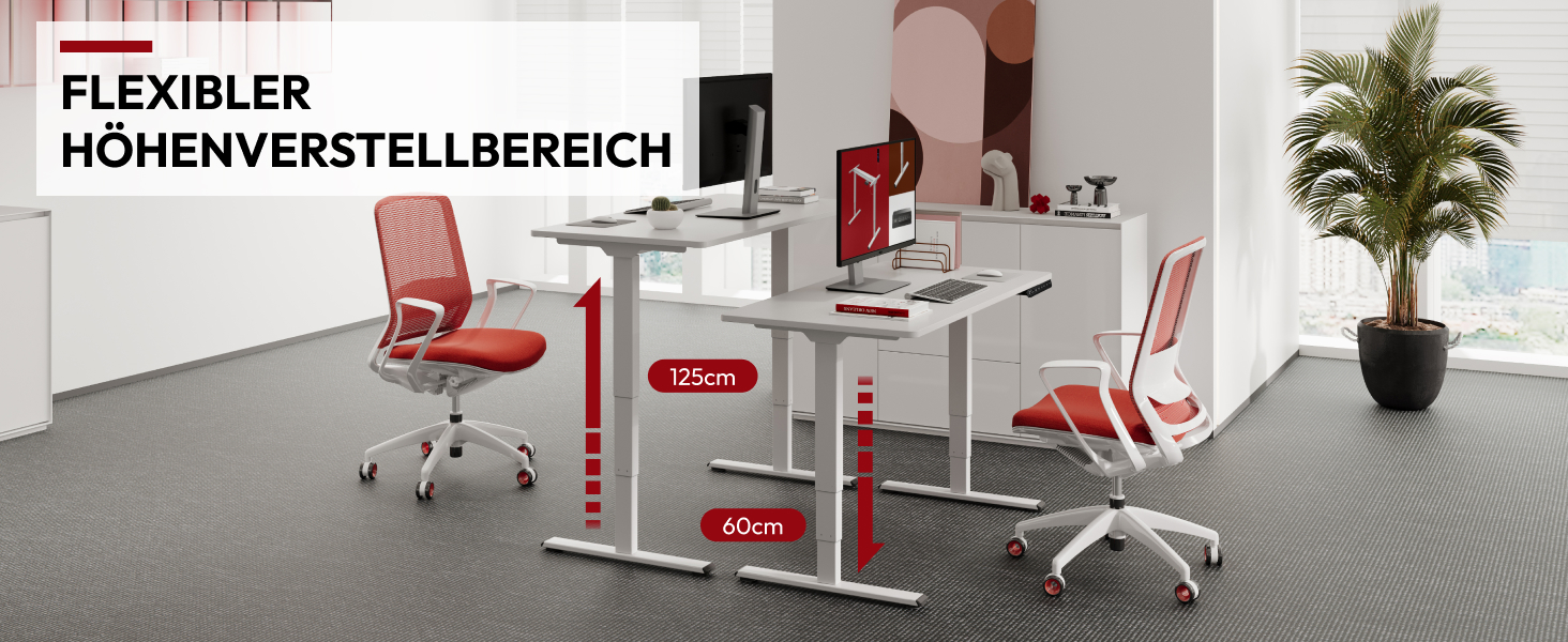 Регульований стіл Sanodesk 160x80 см білий + ahron. Електричний, ергономічний, з подвійним мотором.