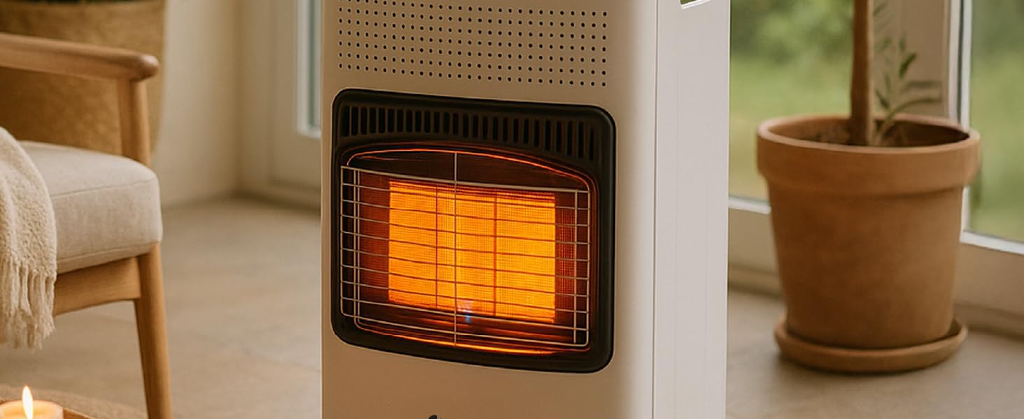 Газова обігрівальна техніка Juskys Keramik GS42US - 4200 Вт з регулятором тиску та шлангом. Мобільний, ефективний та економічний газовий нагрівач.