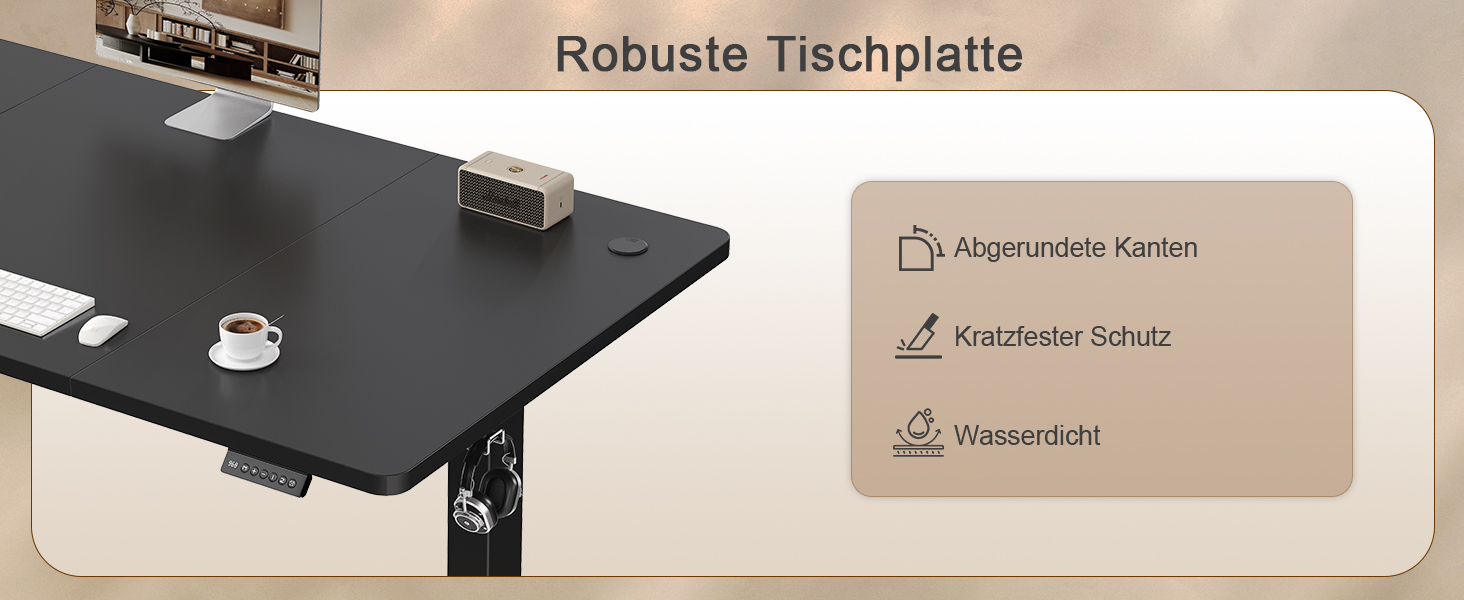 Електричний стіл JUMMICO з регулюванням висоти 120 x 60 см з USB-портом для зарядки, чорний