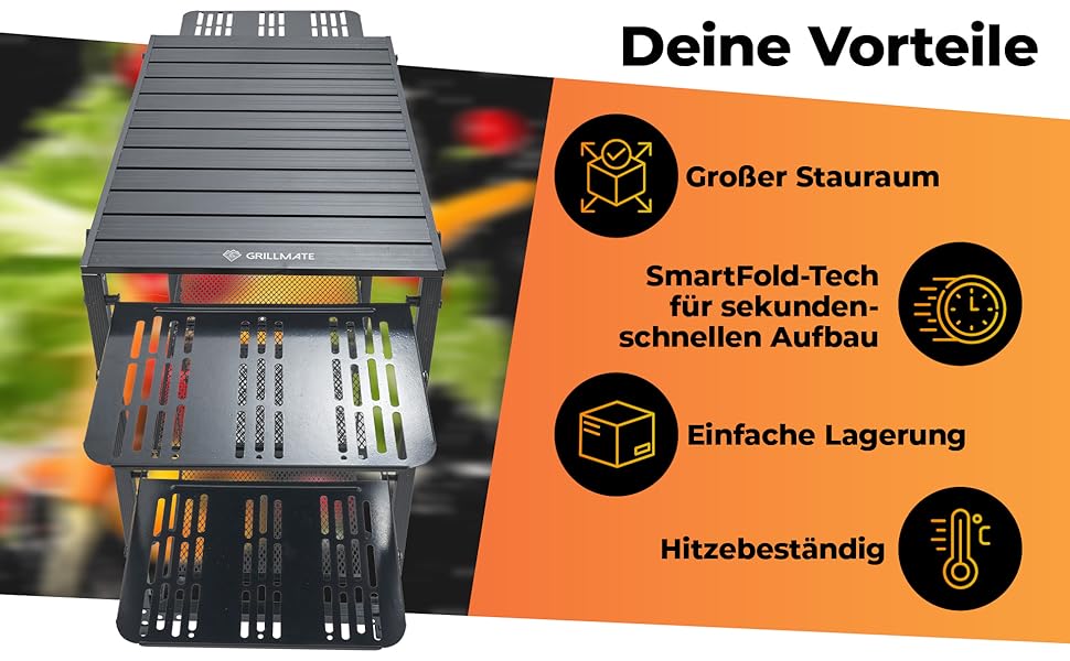 Зручний складаний гриль-стіл Outdoor для відпочинку на природі | Стіл для гриля, балкона, кемпінгу, саду | Складаний гриль-комплект з алюмінію, стійкий до корозії, витримує до 50 кг, з сумкою