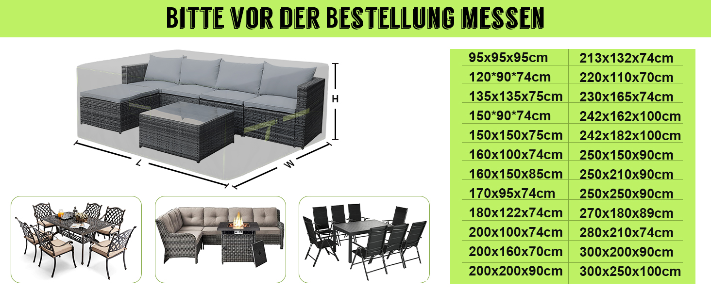 Накладка для садово-патіо меблів зимова, 420D Oxford, 250x150x90 см, водовідштовхуюча, UV-стійка, з вентиляційними отворами