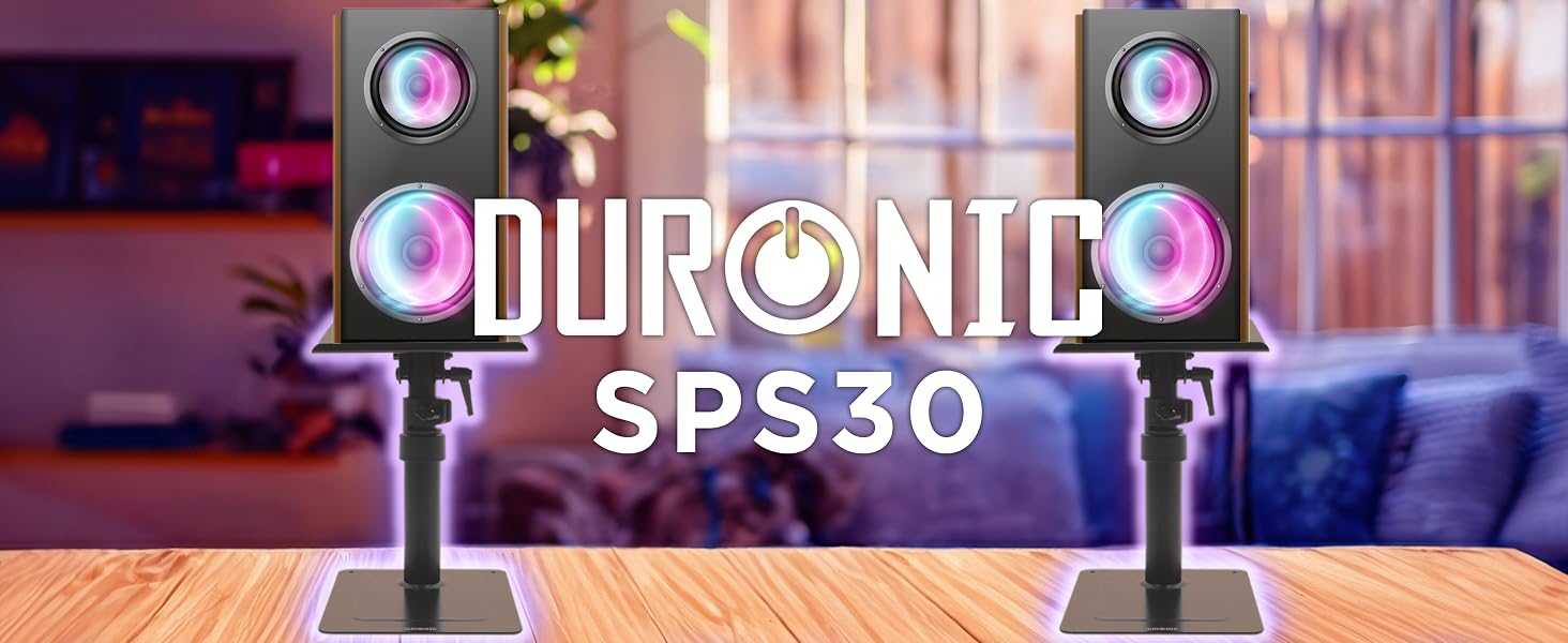 Стійки для колонок Duronic SPS30: Універсальні настільні тримачі, регульована висота, поворотні, для Hi-Fi, домашнього кінотеатру та студії