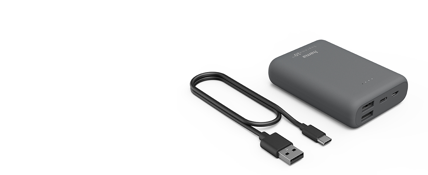 МАг, USB-C/2 шт. USB-A, компактний і потужний, сірий, 10000