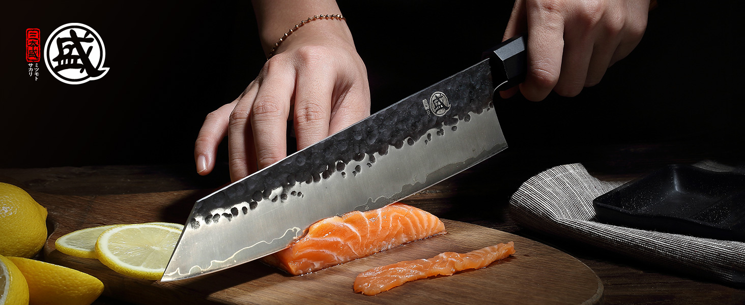 Японський ніж Mitsumoto Sakari Kiritsuke 23 см з ручкою з рожевого дерева (у дерев'яній коробці)