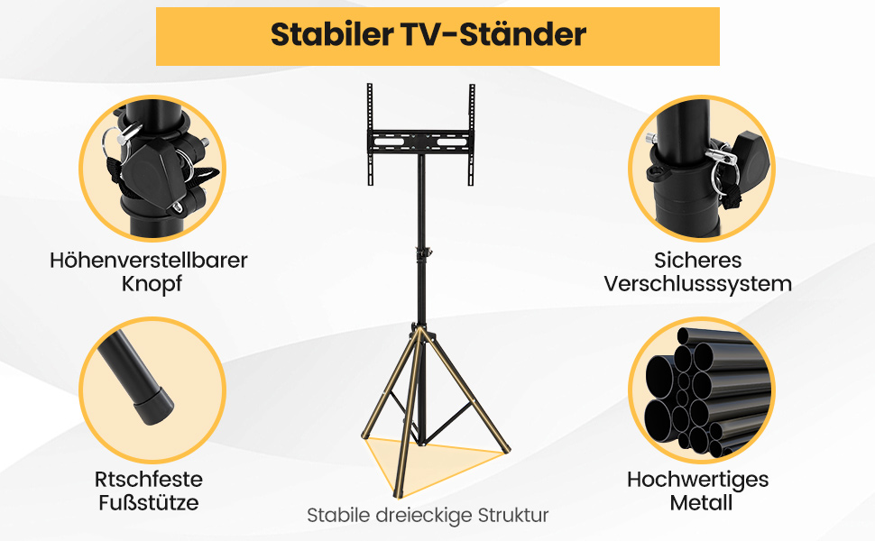 Підставка для телевізора COSTWAY, регульована по висоті, для телевізорів 21-47 дюймів (Plasma/LCD/LED), до 35 кг, чорна