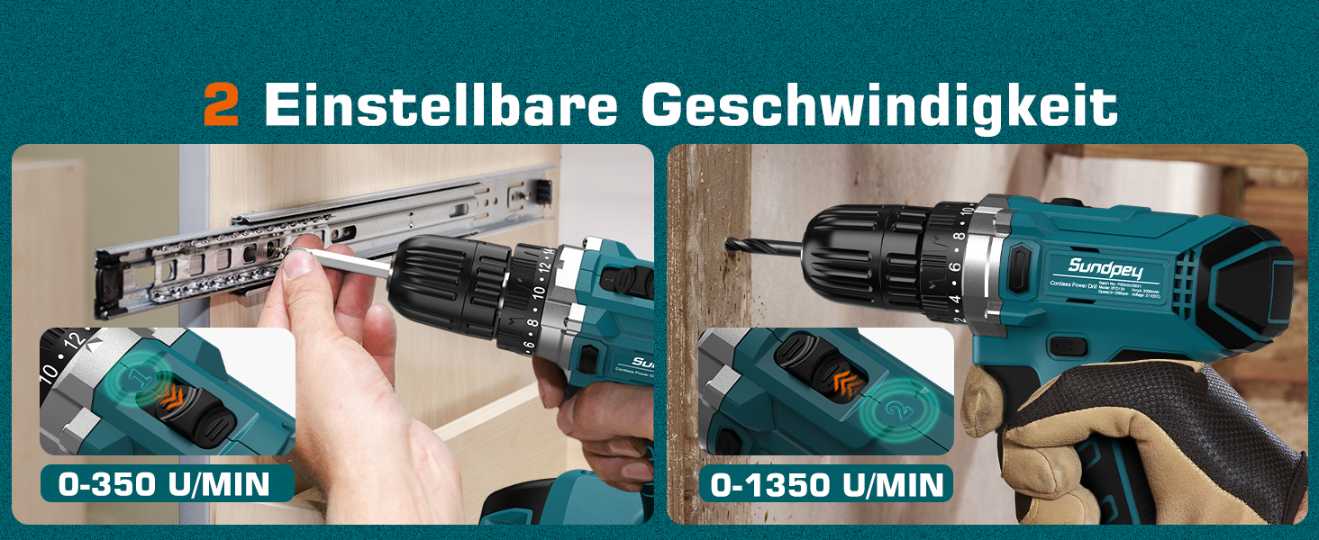 Набір інструментів Sundpey 255 предметів з акумуляторним дрилем-шуруповертом 21V, 2x2000mAh, синій - для дому та авто