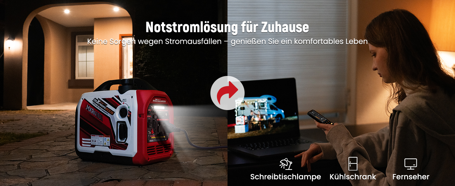 Інверторний генератор maXpeedingrods 2000W: бензиновий, 4-тактний, з USB та 230V, цифровий дисплей, для кемпінгу та подорожей