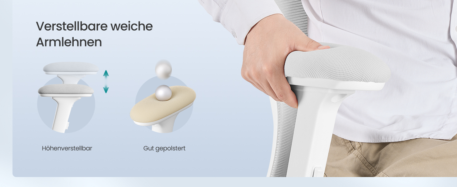 Офісний стіл SONGMICS, ергономічне крісло, комп'ютерне крісло, регульована поперекова та підголовна підтримка, до 150 кг, регульована висота, Taubengrau (сірий голуб) OBN066GD01