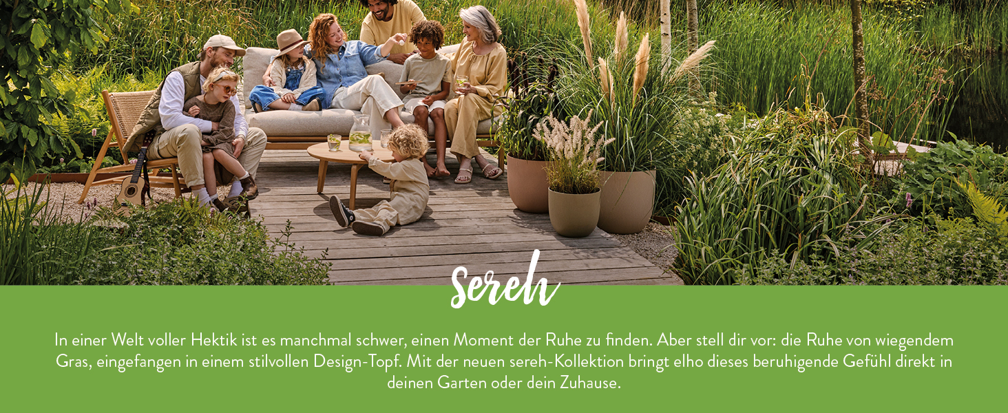 Горщик Elho Sereh Rund 40 - для дому та саду, 100% перероблений пластик, Ø 39 x H 33.3 см, Бежевий