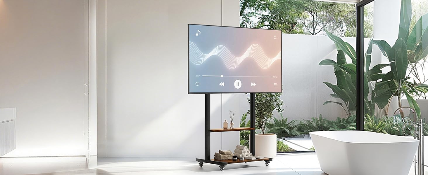 Підставка для телевізора Boden 40-100 дюймів з поличкою та колесами, VESA 800x600, до 100 кг