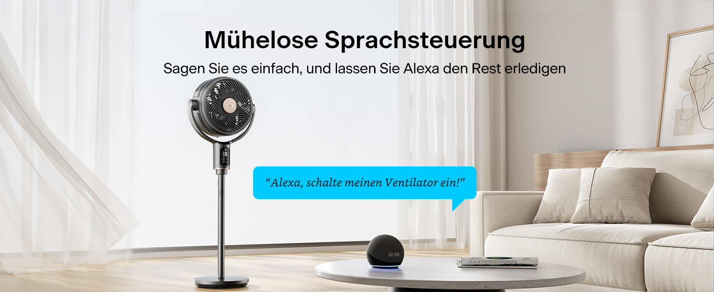 PELONIS вентилятор підлоговий Smart з осциляцією, DC мотор, 9 швидкостей, 26dB, регулювання висоти 36-110см, 9H