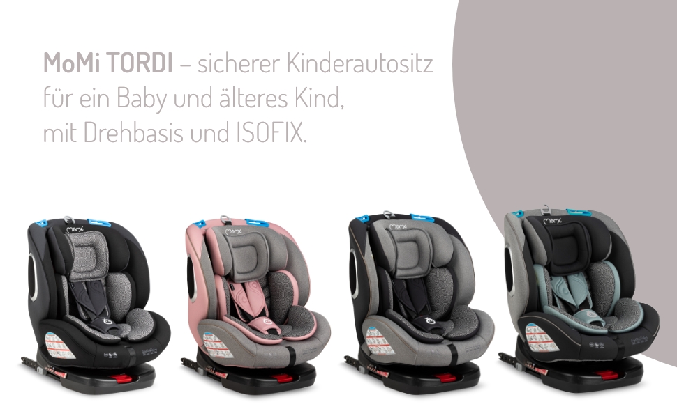 Автокрісло MoMi TORDI 0-12 років (група 0-3, 3-36 кг), поворотне, ISOFIX, Top-Tether, Grey