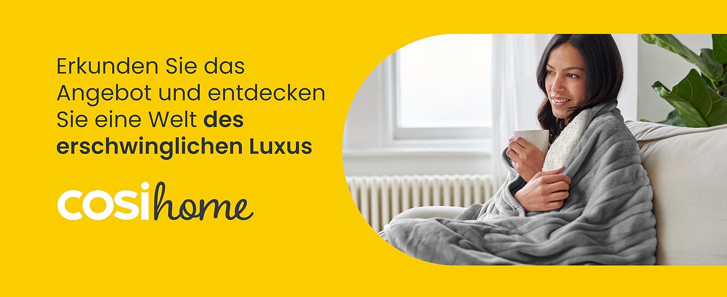 Електрична ковдра Cosi Home 180x130 см з таймером, захистом від перегріву та 10 рівнями нагріву - Кремовий колір