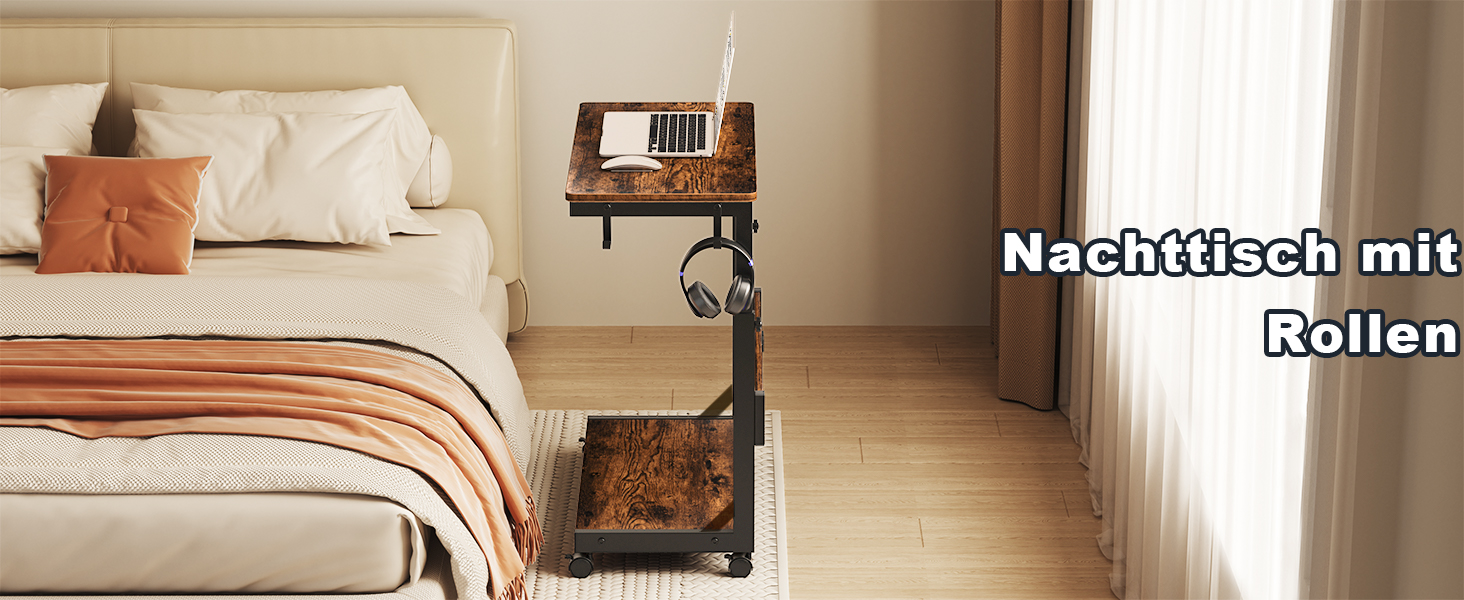 Регульована підставка для комп'ютерного блоку з 2 полицями та місцем для зберігання – для корпусів ATX, принтерів, з фіксуючими роликами (Темно-коричневий, B64 x T34 x H59-84,5cm)