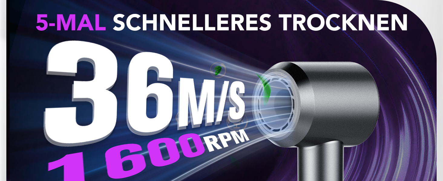Високошвидкісний іонний фен для волосся 2026, 160 000 об/хв, з дифузором та функцією Thermocontrol, низький рівень шуму 57 дБ
