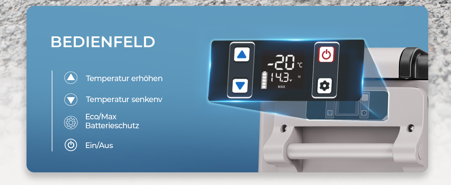 Автомобільний холодильник EUHOMY 40л компресорний (-20℃~20℃) з Wi-Fi, режимами ECO/MAX, захистом батареї 12/24V/220V, тихий (до 45дБ)