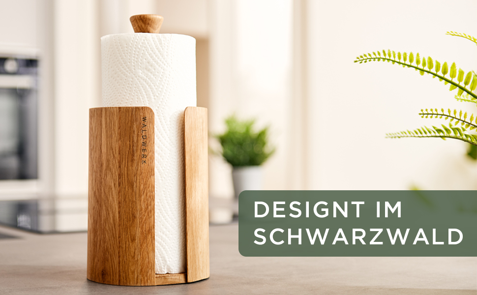 Тримач для паперових рушників WALDWERK з натурального дуба, підставка для всіх стандартних кухонних рулонів, екологічний безпластиковий дизайн