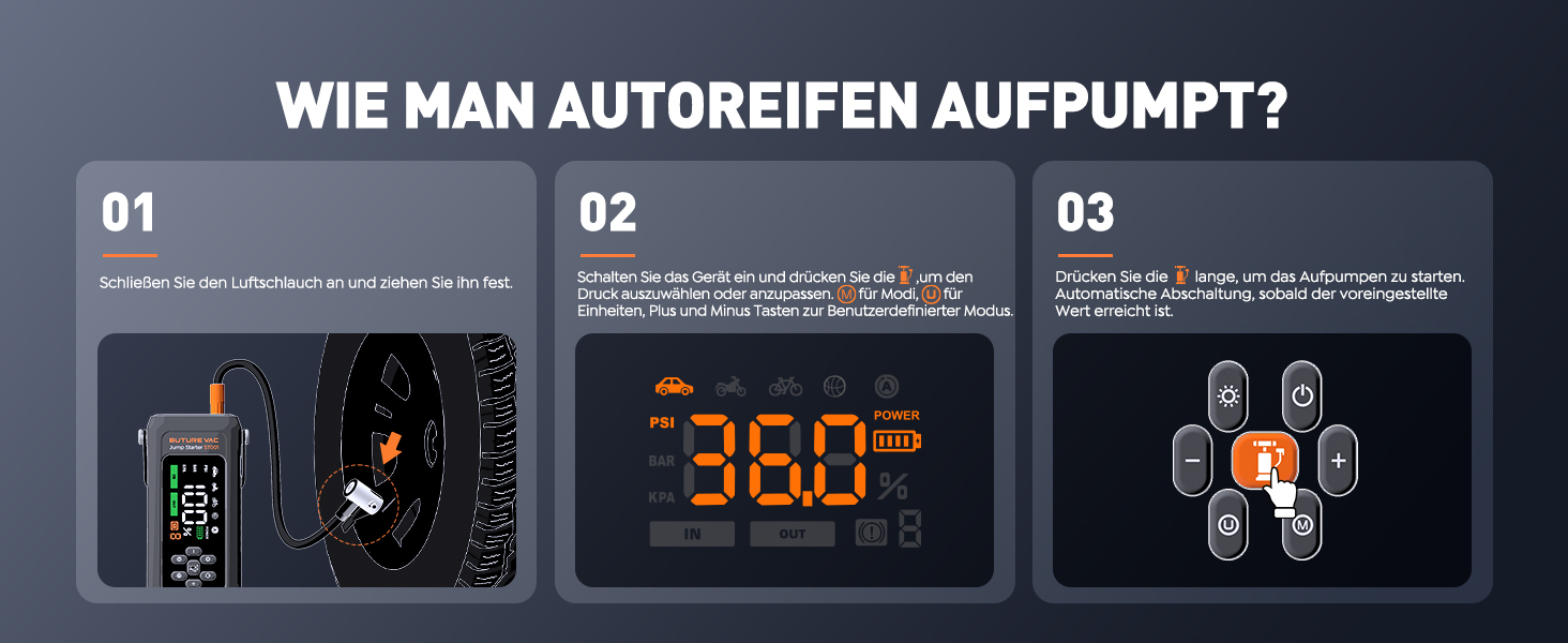 Портативний пусковий пристрій 5000A з компресором 150PSI, 12V, для автомобілів, з ліхтариком, рукавичками