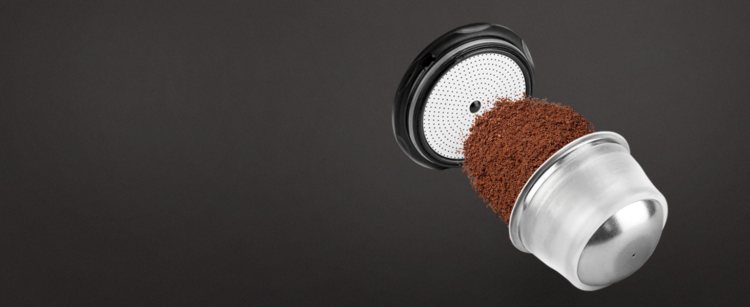 Портативна кавомашина ICARE з акумулятором, 2-в-1 для капсул NS та меленої кави, самонагріваюча, USB-C, індикатор заряду, для кемпінгу, подорожей та в дорогу (Чорний)