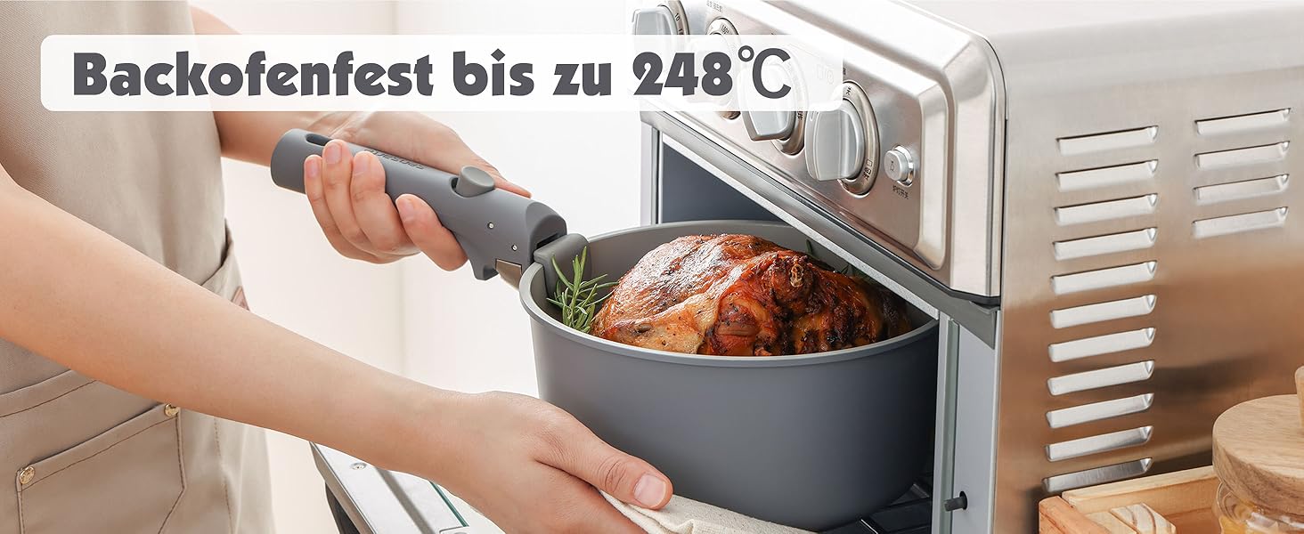 Набір каструль SENSARTE з керамічним покриттям (17 предметів), антипригарне, для всіх плит, безпечне, сумісне з посудомийною машиною та духовкою