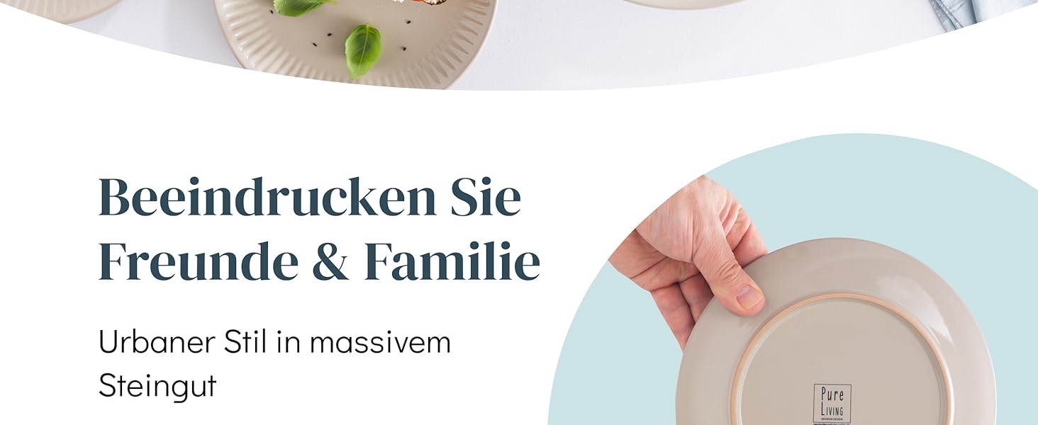 Набір посуду Steingut Hygge 48 предметів для 12 осіб, бежевий колір, преміум якість