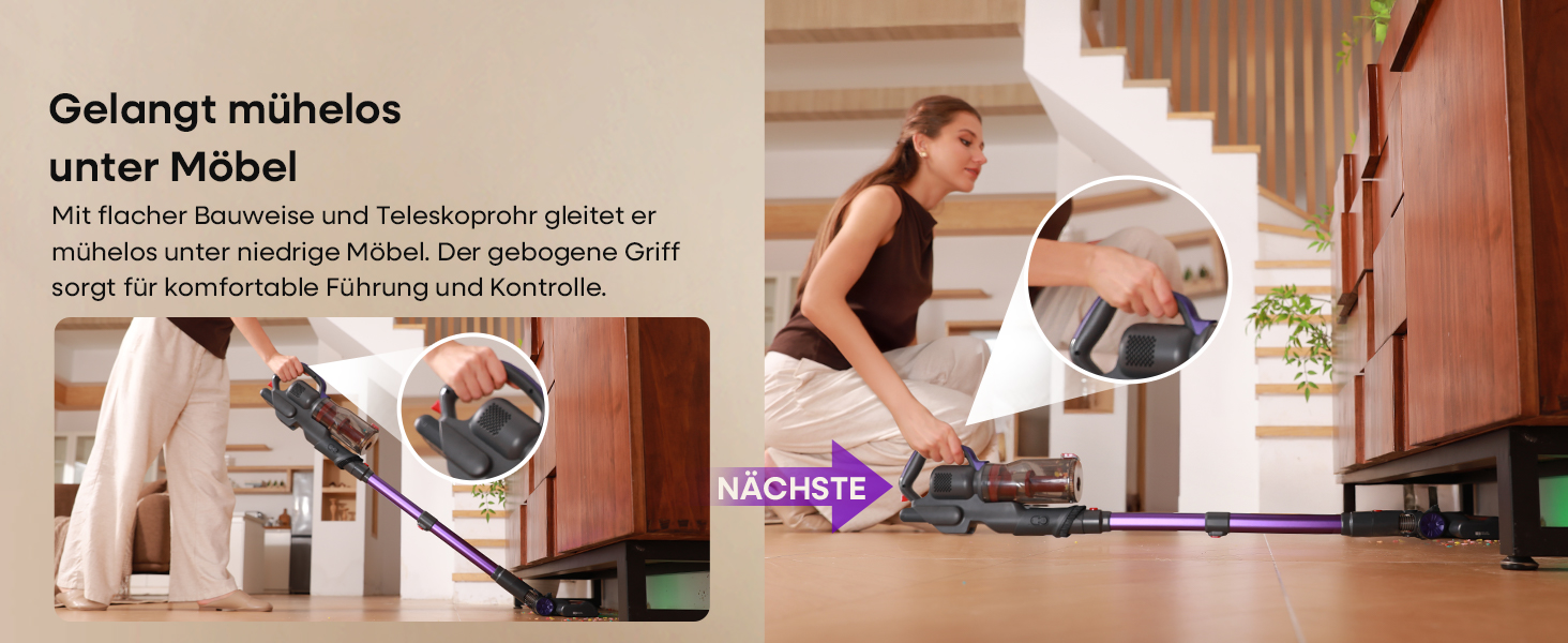 Акумуляторний бездротовий пилосос AlloyMove A03 Lila: 45000Pa, 450W, 60 хвилин, LED, для тварин, килимів, твердих поверхонь