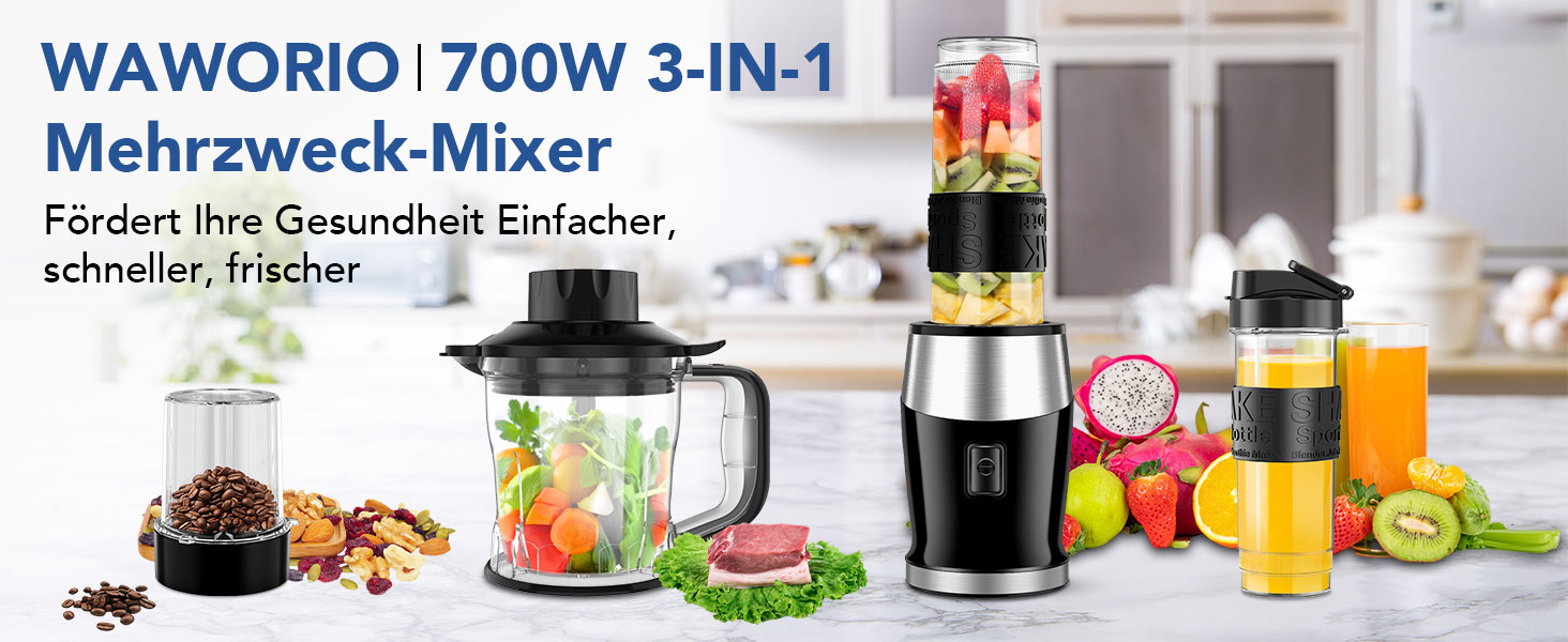 Багатофункціональний блендер-змішувач для смузі 700W з пляшкою Tritan 570мл