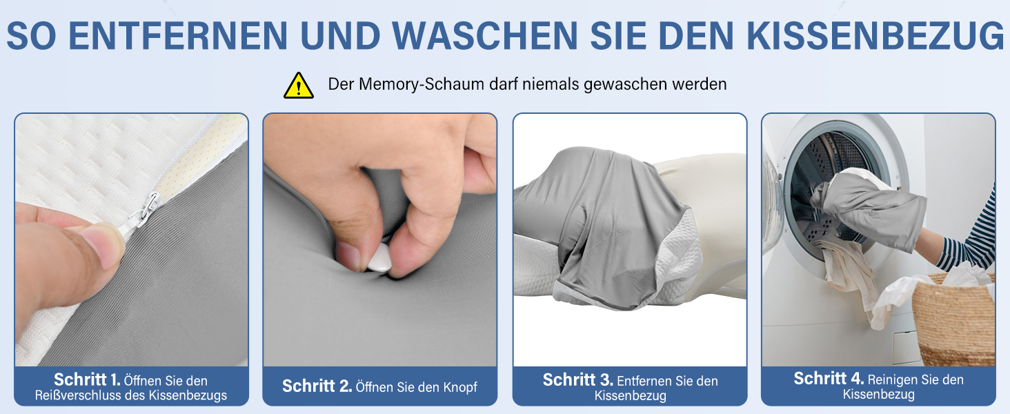 Подушка для шиї з піною Memory Foam, дихаюча, ергономічна, 65x37x10/12 см (срібна)