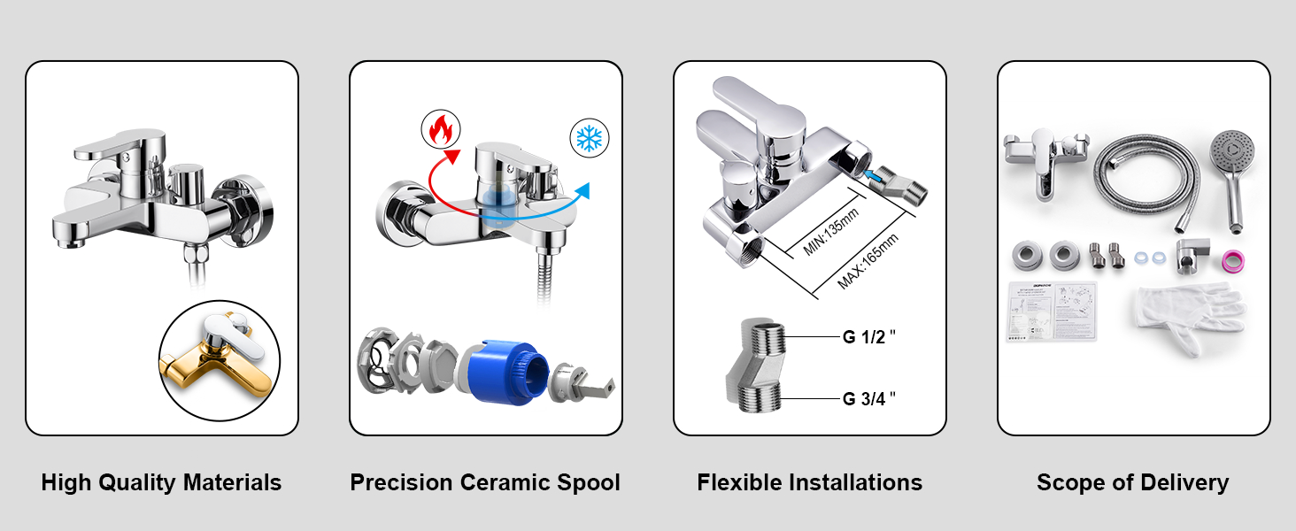 Змішувач для ванни з тропічною дощурою, набір для ванної кімнати (хром) BS111