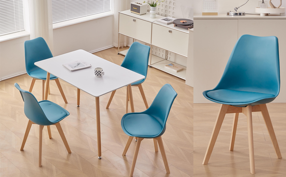 Набір обідніх стільців 6 шт., масивні дерев'яні ніжки, знімні подушки, кухонні стільці, сучасний дизайн (6 стільців)