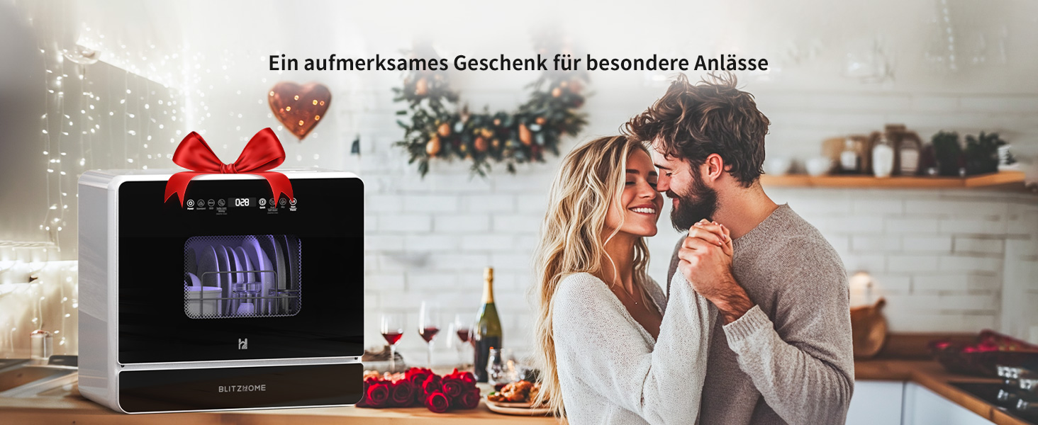 Міні посудомийна машина BLITZHOME з сенсорним керуванням, 9 програм, портативна для кемпінгу, 5.2L, з/без підключення до води, сушка, відкладений старт