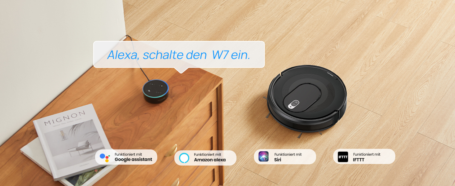 Робот-пилосос Vexilar W7 3-в-1 з функцією миття, 4000Pa, сумісний з Alexa/App, для тварин, килимів, твердих поверхонь