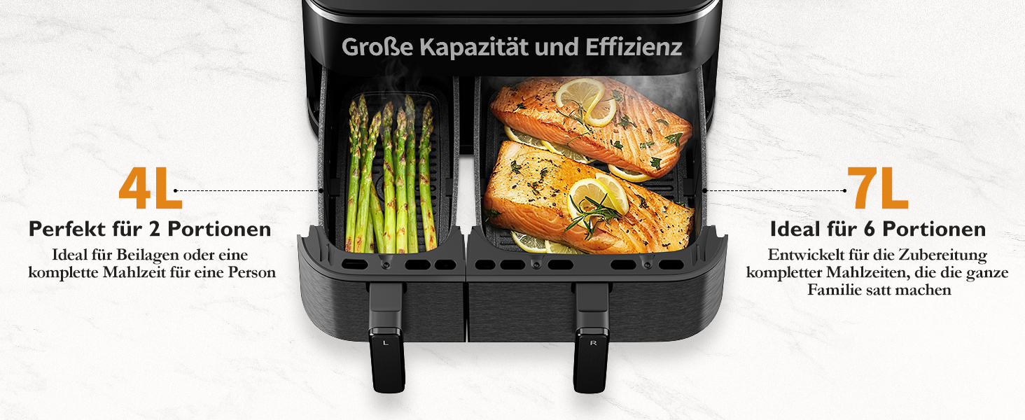 Фритюрниця без олії з підсвічуванням та нагадуванням про струшування, антипригарне покриття, 30-200°C, 78 рецептів, 8-в-1, тиха фритюрниця (11 л)