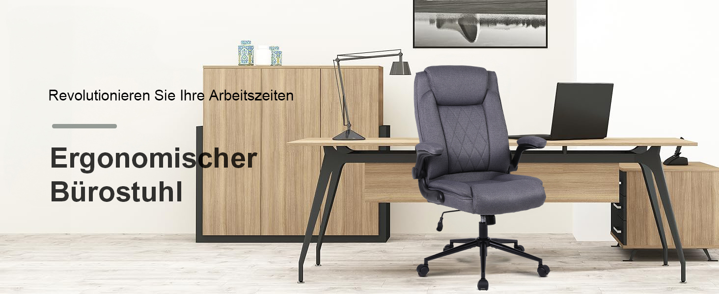 Офісний крісло Flysky з високою спинкою, регульованою висотою та підголівником. Зручний офісний крісло для керівника (сірий)