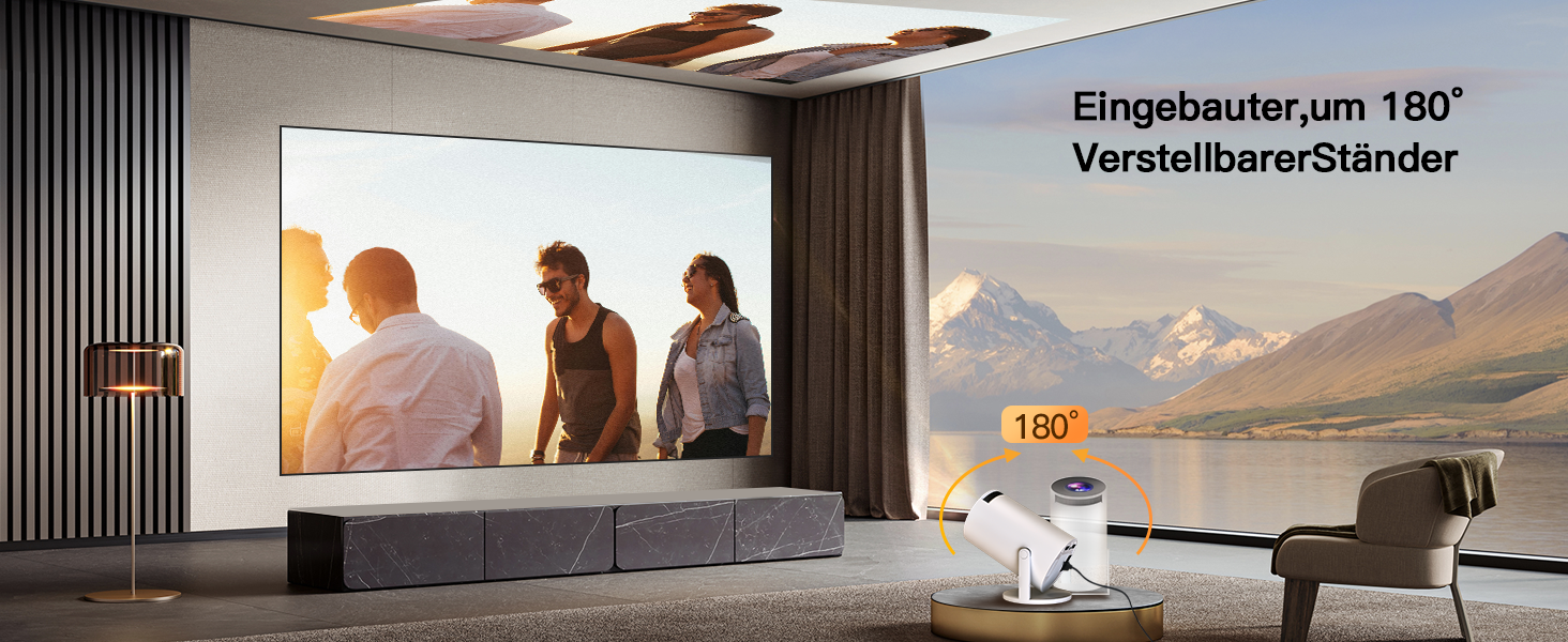 Портативний проєктор LYNCAST HY300 Pro: Wi-Fi, Bluetooth, Android 11, 1080P/4K, обертання 180°, для дому та на вулиці