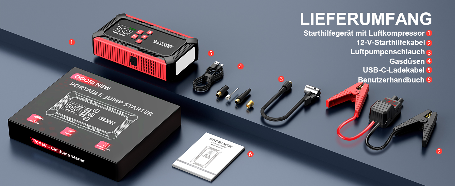 Powerbank для автомобіля з компресором 150 PSI, 7000A, 12V, 8L/10L (бензин/дизель), LED-ліхтарик