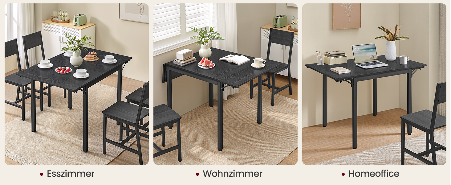 Розкладний кухонний стіл VASAGLE для 2-4 осіб, чорний, KDT077B03