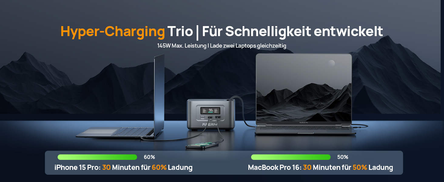 Портативна електростанція AFERIY 145W, 99,2Wh/31000mAh LiFePO4, 3 порти, захист 6-в-1, 100W сонячний генератор для кемпінгу, подорожей та надзвичайних ситуацій AF-PB010