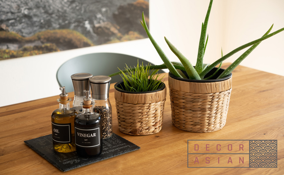 Набір горщиків для квітів Decorasian 2 шт. круглі, плетені з морської трави, з пластиковим вкладишем, 16 см