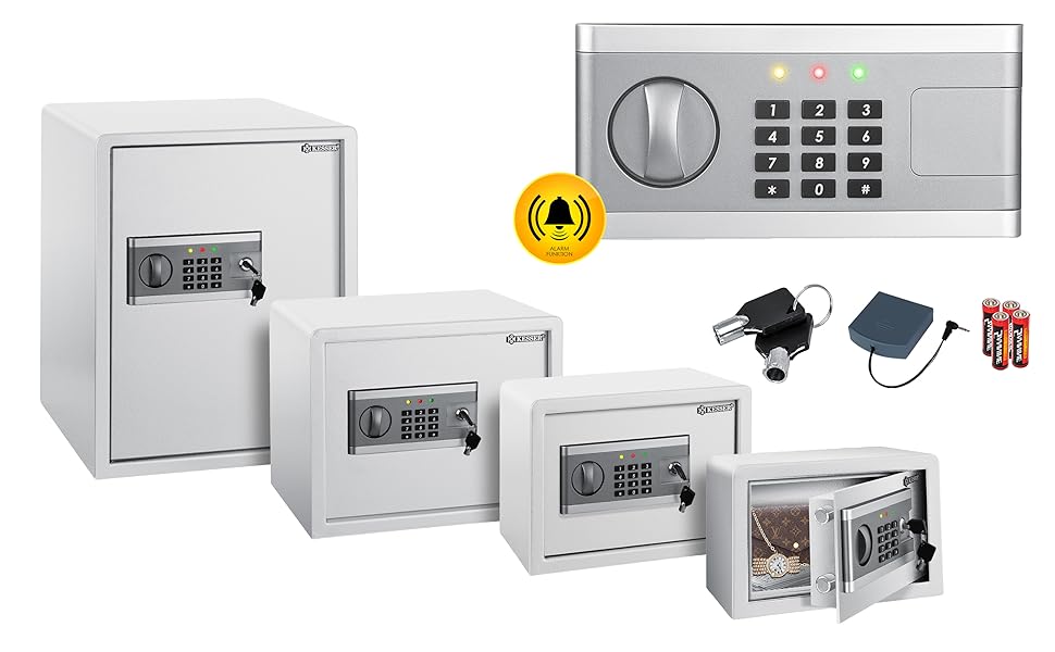 KESSER® Електронний сейф | 38x30x30 см | з батарейним відсіком | Вбудоване освітлення | Сейф для підлоги та стіни | Меблевий сейф | Сріблястий