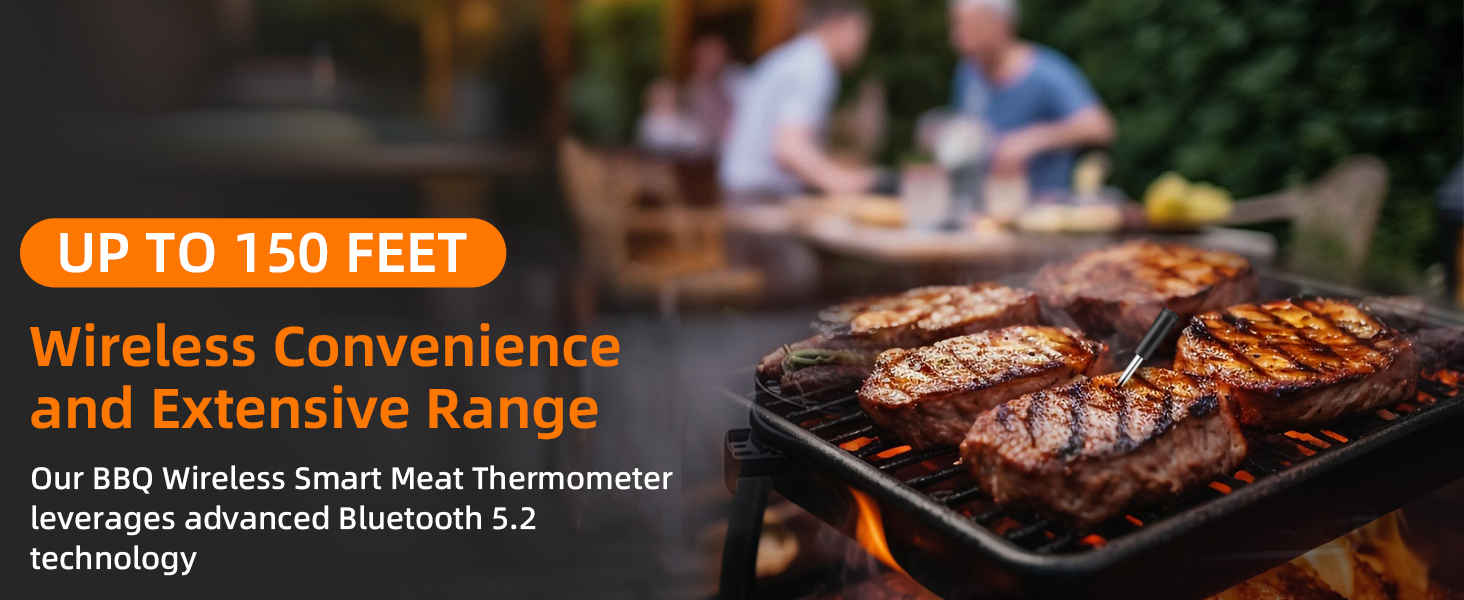 Бездротовий термометр Mcbazel Smart Meat Thermometer з радіусом дії 45 м, Таймер/сигнал тривоги, підтримує віддалений моніторинг/додаток, термометр для варіння/гриля/запікання