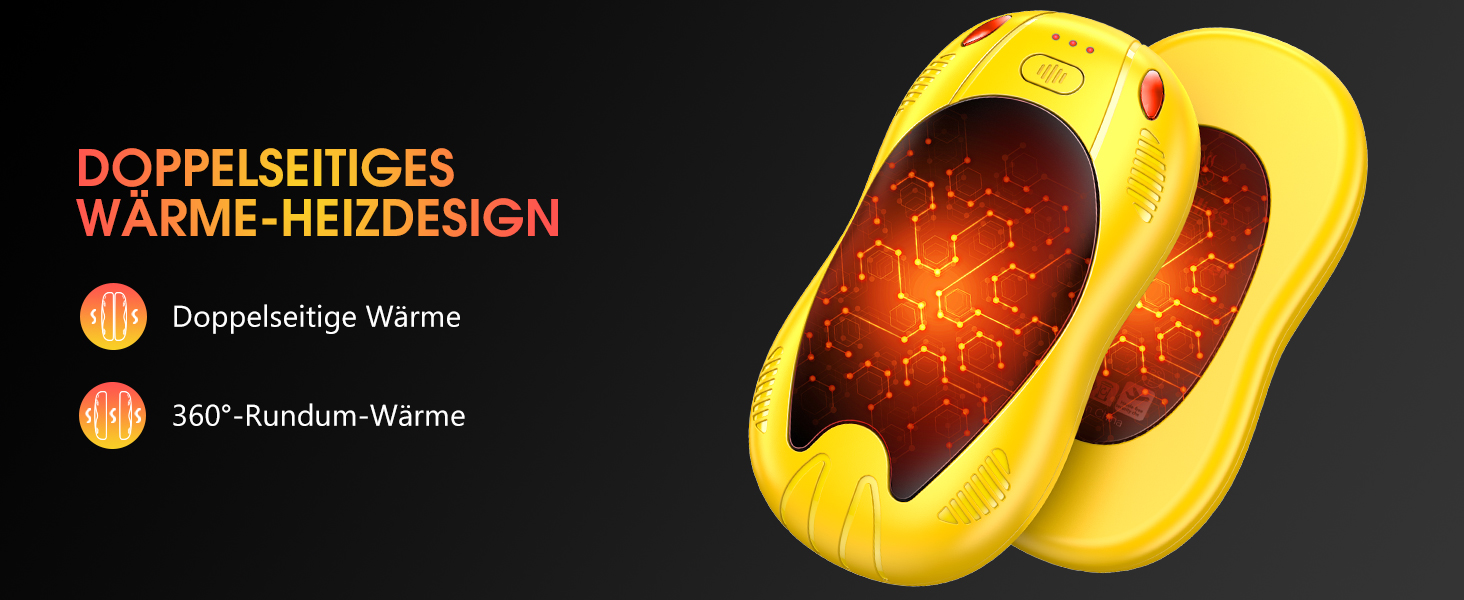 Електричні грілки для рук FANDLISS з акумулятором 10000mAh, 2 шт., з двостороннім нагрівом, USB, 3 режими, для кемпінгу та активного відпочинку