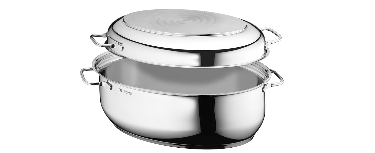 Братер WMF з кришкою, 8,5л, для індукції, Cromargan нержавіюча сталь, з термометром, 41x28,5x18см