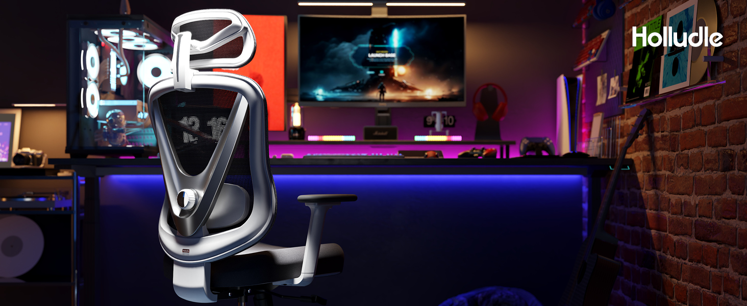 Ергономічне крісло для офісу та дому з 3D поперековою підтримкою та регульованими підлокітниками, біле