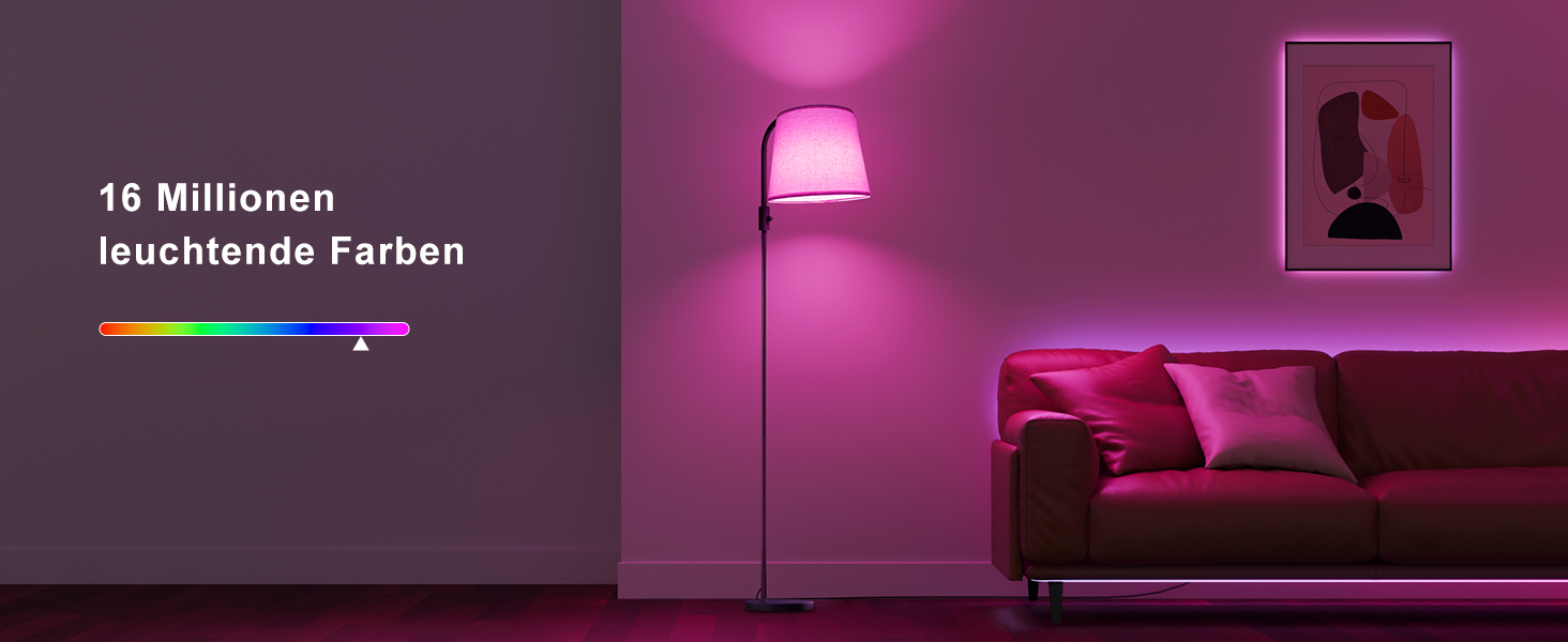 Світлодіодна торшер DUSKTEC RGB для вітальні, смарт-лампа з димером, керування через додаток, тепле та холодне біле світло, 10W, 1200LM, аркова лампа для читання, приліжкова лампа