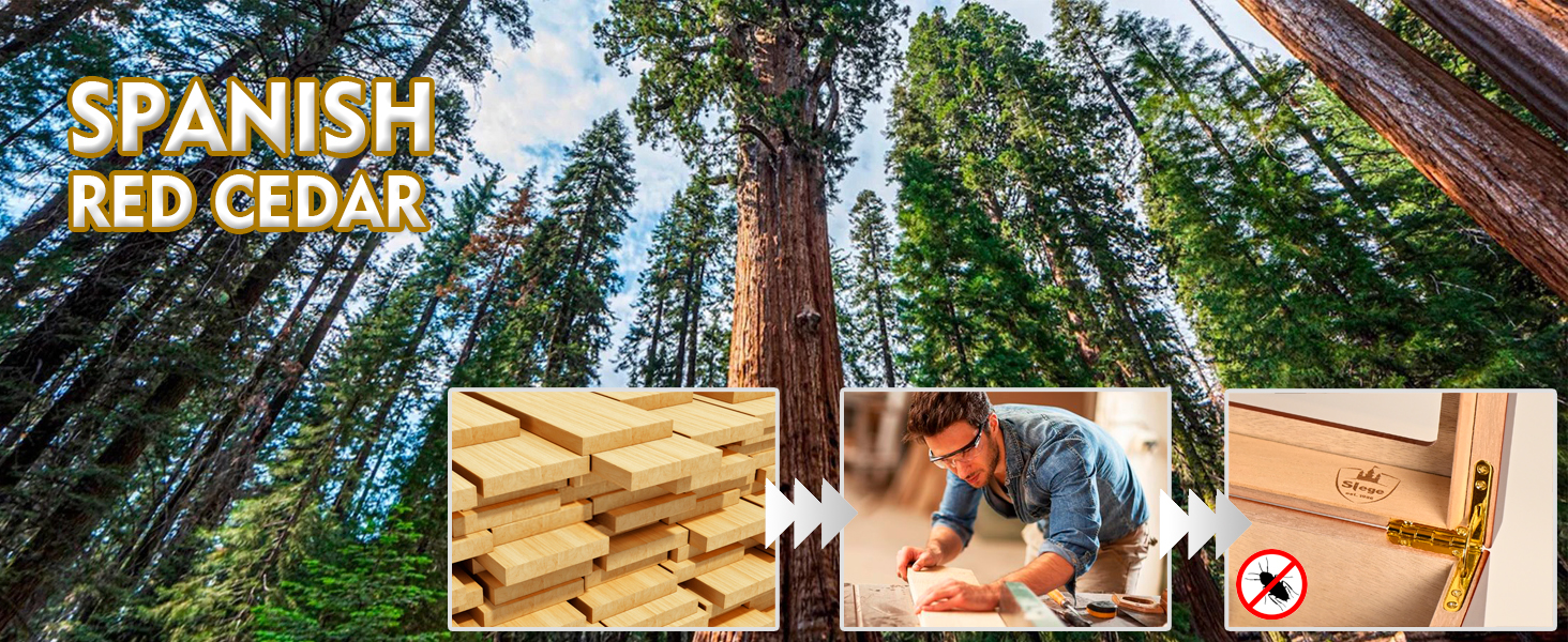 Вологостійкий вологомір для сигар, Humidor з іспанської кедру, коробка для сигар на 30-50 штук, аксесуар для чоловіків, подарунок (червоний)