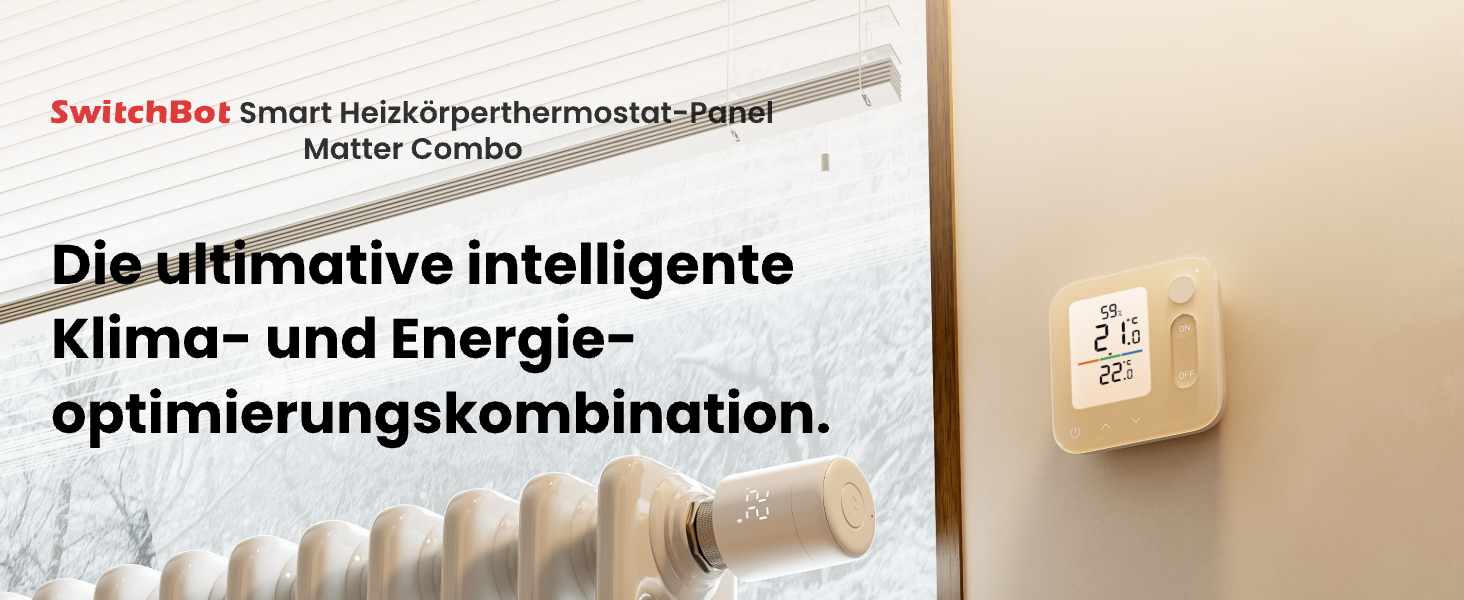 SwitchBot Smart Термостат на радіатор Bluetooth з керуванням через додаток, таймером, енергозбереженням, сумісний з Alexa, Apple Home та Home Assistant (потрібен Hub) - Matter Combo