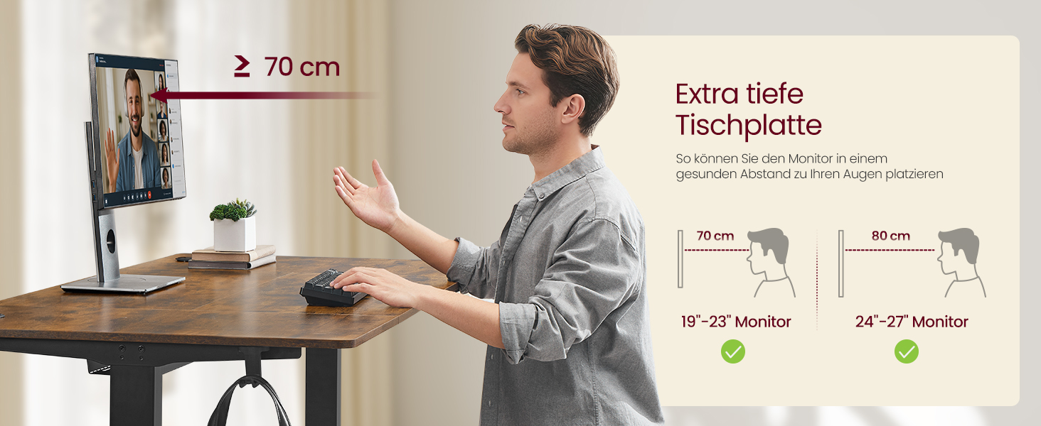 Стол для роботи VASAGLE з регулюванням висоти, USB-C, підставка для розеток, стоячий стіл, нагадування про перерви, 3 пам'яті, 160x80 см, Vintage Brown (LSD146WZ02)