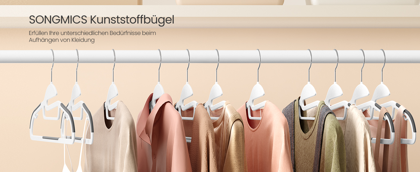 В'язки для одягу SONGMICS, пластикові, 50 шт., рожево-темно-сірі, обертаються на 360°